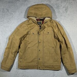 G.H. Bass & Co. Workwear Jacket Mens Medium Brown Hooded Canvas Sherpa Lined